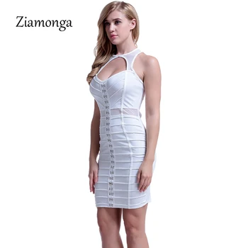 Ziamonga Kvinder, Off Skulder Krog Foran Bandage Dress Sommeren Sexet Hule Ud Mesh Mini Kjoler Mode Dame Kjole Femme Vestidos
