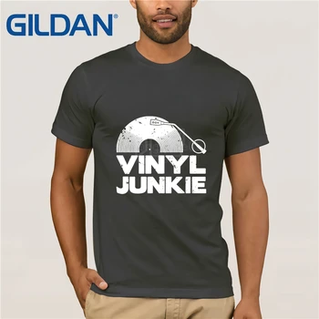 Vinyl Junkie Hvid Logo T-SHIRT Tee Musik Vintage Dj Sjove Gave, Fødselsdag T-Shirt Mænd Casual Bomuld kortærmet