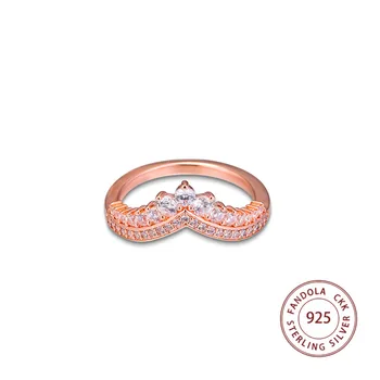 Ægte 925 Sterling Sølv Ring Steg Prinsesse Bærearm Ringe til Kvinder Sølv 925 Originale Ringe Mode Smykker anillos