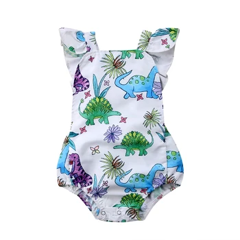 Mode Nyfødte Baby Pige Dinosaur Romper Buksedragt Sunsuit Tøj Tøj Sommer