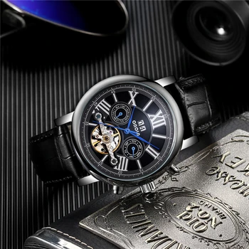 ONOLA Mærke af Høj kvalitet hul mønster Tourbillon herre mekanisk ur mode luksus læder bælte automatisk mekanisk ur