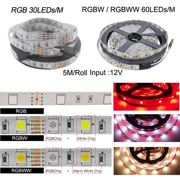 12V-5050 LED Strip WIFI RGB RGBW RGBWW 5M 10M RGB Led Farve Foranderligt Fleksibel LED Strip Light+WIFI/IR Fjernbetjening+Power