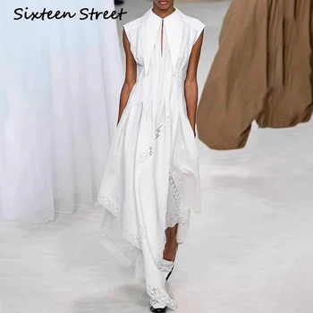 Fast hvid Ærmeløs uregelmæssige Kjole Kvinde 2020 New Spring bane designer smarte kausale part maxi kjoler kvindelige sommertøj