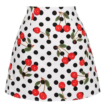 2021 Sommer Strand 50'er Retro Vintage Cherry Nederdel Kvinder, Damer Polka Dot Sexet Mini Kort Hvid Nederdel SS0008