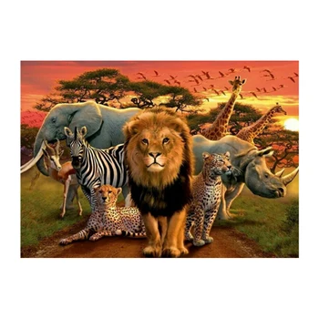 3d-diamond maleri solnedgang under jungle med vilde dyr gratis cross stitch kit resin rhinstene indlæg home decor wall stickers