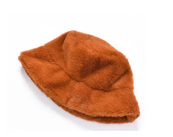 Ny Mode Faux Fur Vinter Bucket Hat til Kvinder Girl Solid Tyk Blød Varm Fiskeren Hat til Udendørs Ferie Hat Bob Dame Panama