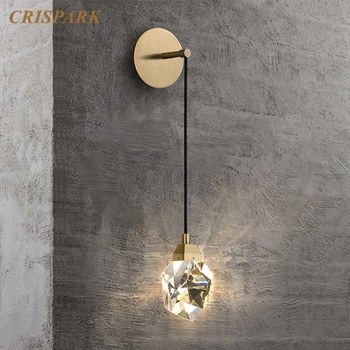 Moderne Enkelt-Vedhæng væglampe LED Nordiske Messing Finish Klar Krystal Sconce Lys Art Deco-Indendørs Stue, Soveværelse Villa