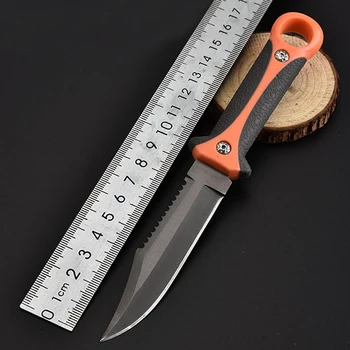 Nye faste Blade Jagt Kniv Titanium Grå + Gummi Håndtag Camping Overlevelse Taktiske Kniv Dykning Halvdelen Tænder Lomme Knive