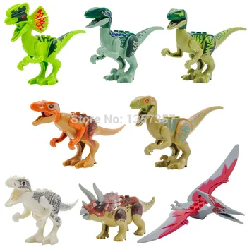 8stk/masse Jurassic Verden Jurassic Dinosaur Figur Set MOC Børn, Dyr byggesten Indstiller Model Uddannelse Legetøj