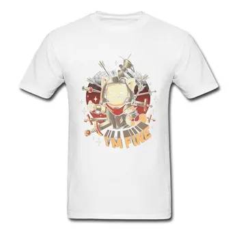 Jeg er Fin T-shirt Nedfald Kat Tshirt Mænd Vault Boy Tops Tees Kawaii Kitty Print Bomuld Tøj Kriger Korte Ærmer Sjove Shirts