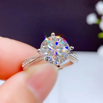 Knitrende moissanite ring for kvinder smykker engagement ring til bryllup ægte 925 sterling sølv, med 8*8 mm størrelse perle fødselsdag gave