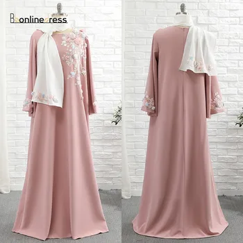 Bbonlinedress Abaya Kjole Flower Plus Size arabisk Muslimske Hijab Kjole til Aften i Dubai robe kaftan marocain Soiree