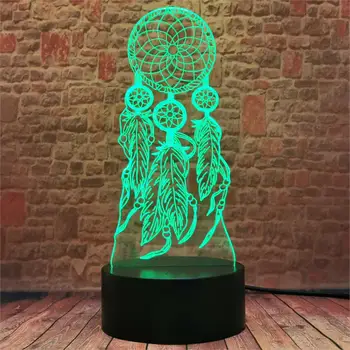 Dreamcatcher Model 3D-Illusion LED NightLight 7 Farver Skiftende Sovende Lampe Afslappet action & toy tal
