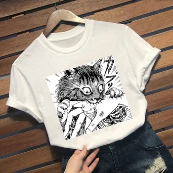 Junji Ito Horror Anime Unisex T-Shirt Japansk Mænds kortærmet Tshirt Animationsfilm Trykt t-Shirt Toppe