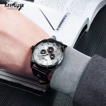 MEGIR 2020 Luksus Top Mærke Ure til Mænd Mesh Armbånd Vandtæt Armbånds Ur til Mand Dato Uge Mode Mænds Mekaniske Ure