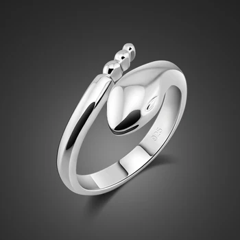 Nyt Design Slange Ring Kvinder Massivt Sølv Simpel Justerbar Størrelse Ring Mode 925 Sterling Sølv Smykker Gave