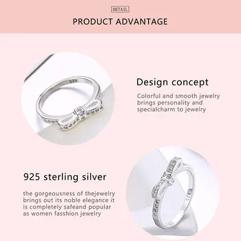 Aimarry 925 Sterling Sølv Mode Smykker Sløjfeknude AAA Zircon Ring For Kvinder Fest, Fødselsdag, Forlovelse Bryllup Gave