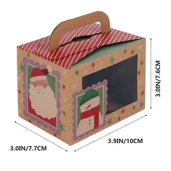 20pcs Julegave Emballage Taske Kraftpapir Slik Bage Kiks Kasser julefrokost Behandle Kasser Med Gennemsigtigt Vindue