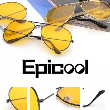 Epicool Klassiske Pilot Night Vision Solbriller Kvinder aluminium Stel Sol briller Forhindre Blænding Gennemsigtig Linse Solbriller