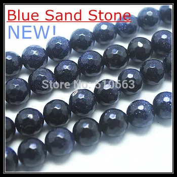 Nye hot Natur perler, Facetslebet blå, sand, sten facetteret bold tilbehør charms mænds armbånd gøre størrelse 4mm 6mm 8mm 10mm 12mm