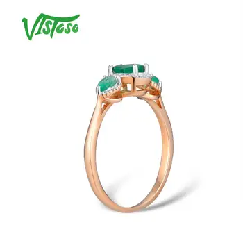 VISTOSO guldringe Til Kvinder Ægte 14K 585 Guld Ring Magic Emerald Funklende Diamant Engagement Jubilæum Fine Smykker
