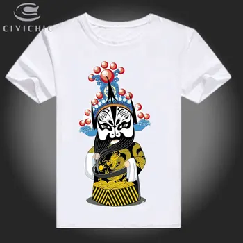 CIVI SMARTE Kinesiske Retro Style T-Shirten til Kvinder Peking Opera Print-Toppe Mand Plus Size Groot Tees Oriental Etniske Løs Tshirt WST133