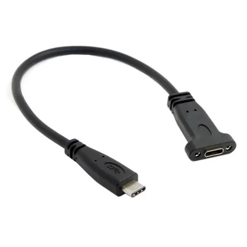USB-C USB-3.1 Type C Mandlige og Kvindelige Udvidelse Data Kabel med Panel Mount Skrue Hul 20CM
