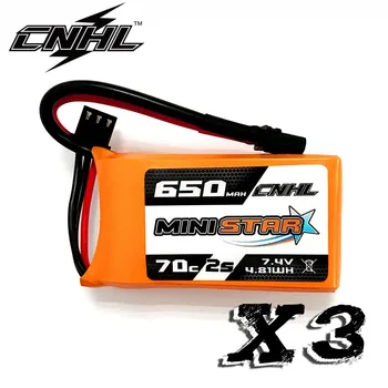 3PCS CNHL MiniStar 650mAh 7.4 V 2S 70C Lipo Batteri Med XT30U Plug