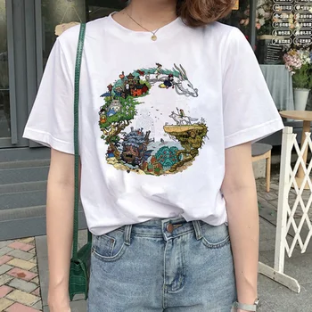 Hayao Harajuku-Kvinder ' s T-shirt Studio Ghibli Totoro Miyazaki Ullzang Grafisk T-shirt Sjove Tegneserie Tshirt Animationsfilm Top Tee Kvindelige