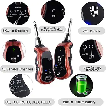 K380C Genopladelige 5 Effekter Trådløse Elektrisk Guitar-Sender-Modtager, skal du Indstille Bluetooth receiver Guitar Tilbehør