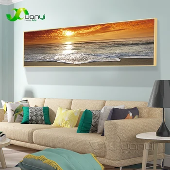 Solnedgang Over Havet Wave Beach Art Billede Med Hjem Indretning Landcape Lærred Maleri Print Og Plakater Væg Kunst Billede Til Stuen