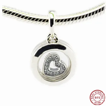 Klare CZ Flydende Medaljon Pendnat Charm Perler for Kvinder Smykker at Gøre DIY Passer til PANDORA Charms Sølv 925 Oprindelige Engros FL454