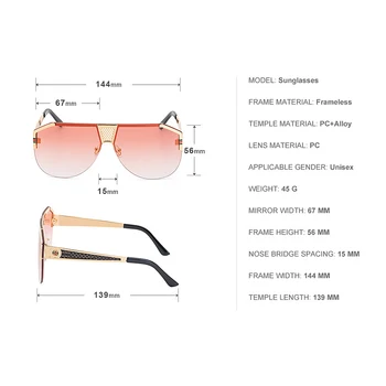 2020 Mode Semi-Uindfattede Square Solbriller Mænd Luksus Brand Designer Ét Stykke Vintage Ovale Solbriller Man En Halv Frame Briller