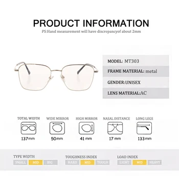 REAL Mode Retro Kvinder Briller Ramme Metallisk Flerfarvet Briller Nærsynethed Briller Rektangulære Optiske Briller Full-Frame-Unisex
