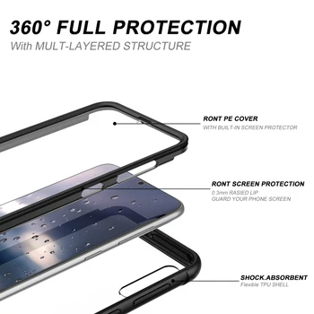 Luksus-Hårdt etui Til Samsung S10 Plus S10e tilfælde screen protector PC TPU Silikone 360 beskyttelse shpock etui til Galaxy A50 Dække