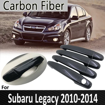 Sort kulfiber for Subaru Legacy BM BR 2010 2011 2012 2013 dørhåndtag Cover Sticker Dekorationer Bil Tilbehør