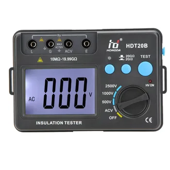 HD HDT20B isolationsmodstand Tester Meter Megohmmeter Voltmeter 2500V w/ LCD-Baggrundslys