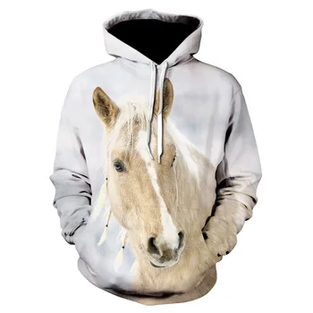 2020 Hot Salg Sweatshirt Mænd Kvinder 3D-Hættetrøjer Print-Brun Hest, Animal Mønster Pullover Unisex Casual Kreative Oversize Trøjer