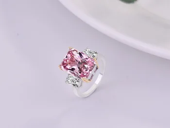 2021 nye luksus pink 925 sterling sølv forlovelsesring til kvinder, dame jubilæum gave smykker drop shipping R5235