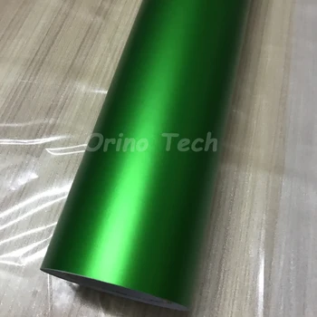 Satin Mat Metallic Chrome-Grøn Vinyl-Folie Til Bil Indpakning Film Folie Wrap Auto Mærkat Med luftbobler Størrelse: 1.52*5/10/15/20m