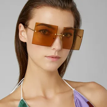 2020 Fashion Store Uindfattede Solbriller Kvinder Trendy Vintage Luksus Brand Designer Damer Overdimensionerede Solbrille Tonet Briller