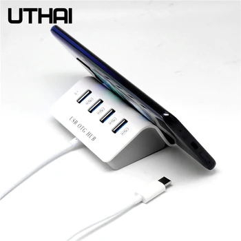 UTHAI J06 USB 3.0 / Type C Interface Adapter til 4 USB3.0 til Macbook Pro-Adapter til Huawei P20 Computer Harddisk Tilbehør
