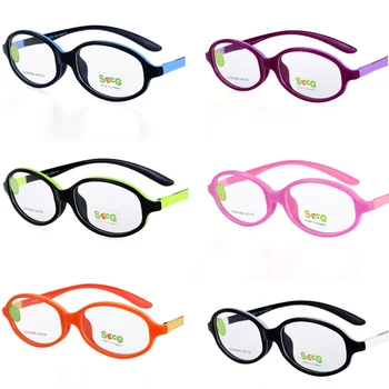 SECG Solid Hård Fleksible Kids Briller Ramme Nærsynethed Briller til Syne Optisk Rund Silikone Børn Frame Briller Gafas