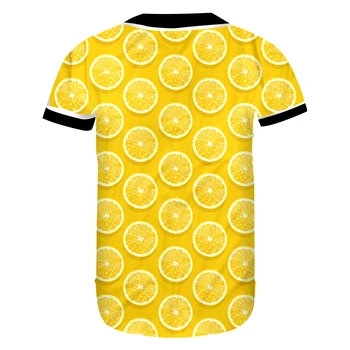 CJLM 3D Frugt, citron Gul Mænd Baseball-Shirt Trykt Frisk Tema Man T-shirt Unisex Størrelse Casual t-shirt
