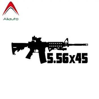 Aliauto Personlighed Mode Bil Klistermærker AR-15-Riffel 5.56*45 Bullet-Vandtæt Vinyl Decal Tilbehør Sort/sølv,14cm*5cm
