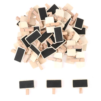 Engros Hot 50 Mini-tavle træ besked skifer rektangel, klip, klip panel kort notater label