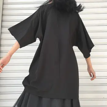 Skjorter Kvinder Sommer Kimono Bluser Solid All-match Japansk Dame Harajuku Bandage Design Retro Chic, Stilfuld Ren og skær Sælger Toppe