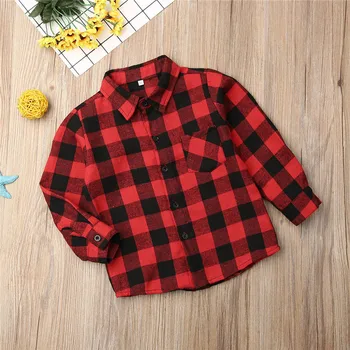 PUDCOCO Christmas Toddler Baby Girl Boy Clothes Plaid Long Sleeve Top Shirts Coat Jacket 9M-5Y
