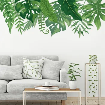 Hjem vægdekoration Moderne Tropiske Planter, Store Grønne Blade Indretning Klistermærker Stue, Soveværelse DIY Tapet Vægmaleri kunst Decals