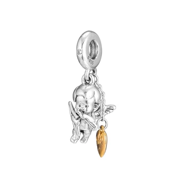 Ægte 925 Sterling Sølv Amor & Dig-Perle-Charme Passer til Pandora Armbånd Oprindelige Europæisk Stil Kvinder Smykker DIY Gør kralen